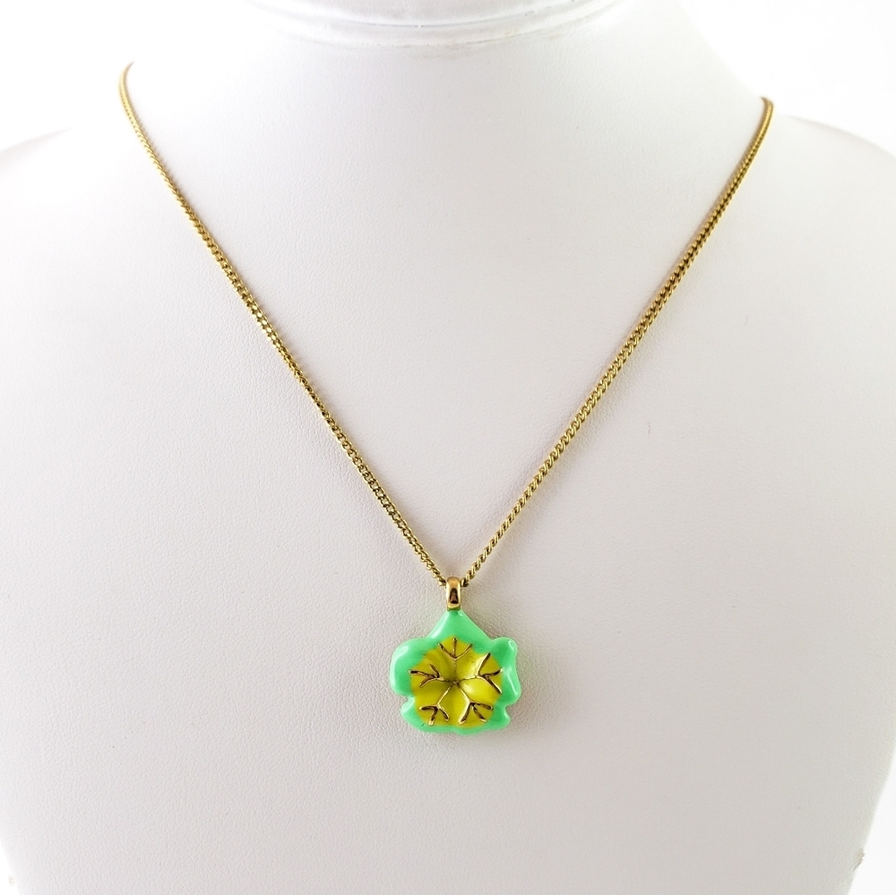 Crewcuts Flower Pendant Necklace Green Yellow Lime